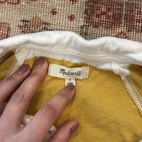 Madewell Boxy Polo Tee in Lefferts Stripe yellow white small - Picture 6 of 7
